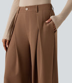 High-waisted Work Wide-leg Trousers with Pockets — Partridge — view 6