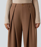 High-waisted Work Wide-leg Trousers with Pockets — Partridge — view 4