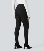 High-waisted Skinny Herringbone Work Trousers with Pockets — Black — view 2