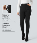 High-waisted Skinny Herringbone Work Trousers with Pockets — Black — view 1