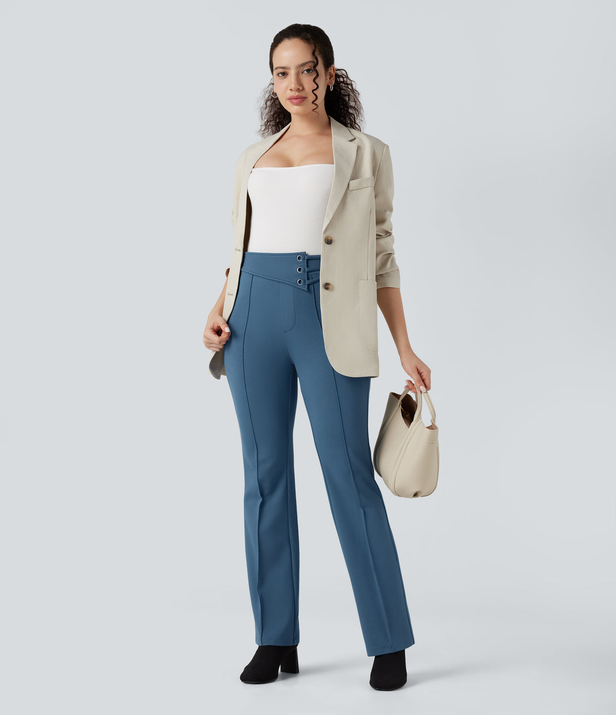 High-waisted Work Flare Trousers with Pockets — Stellar — view 6