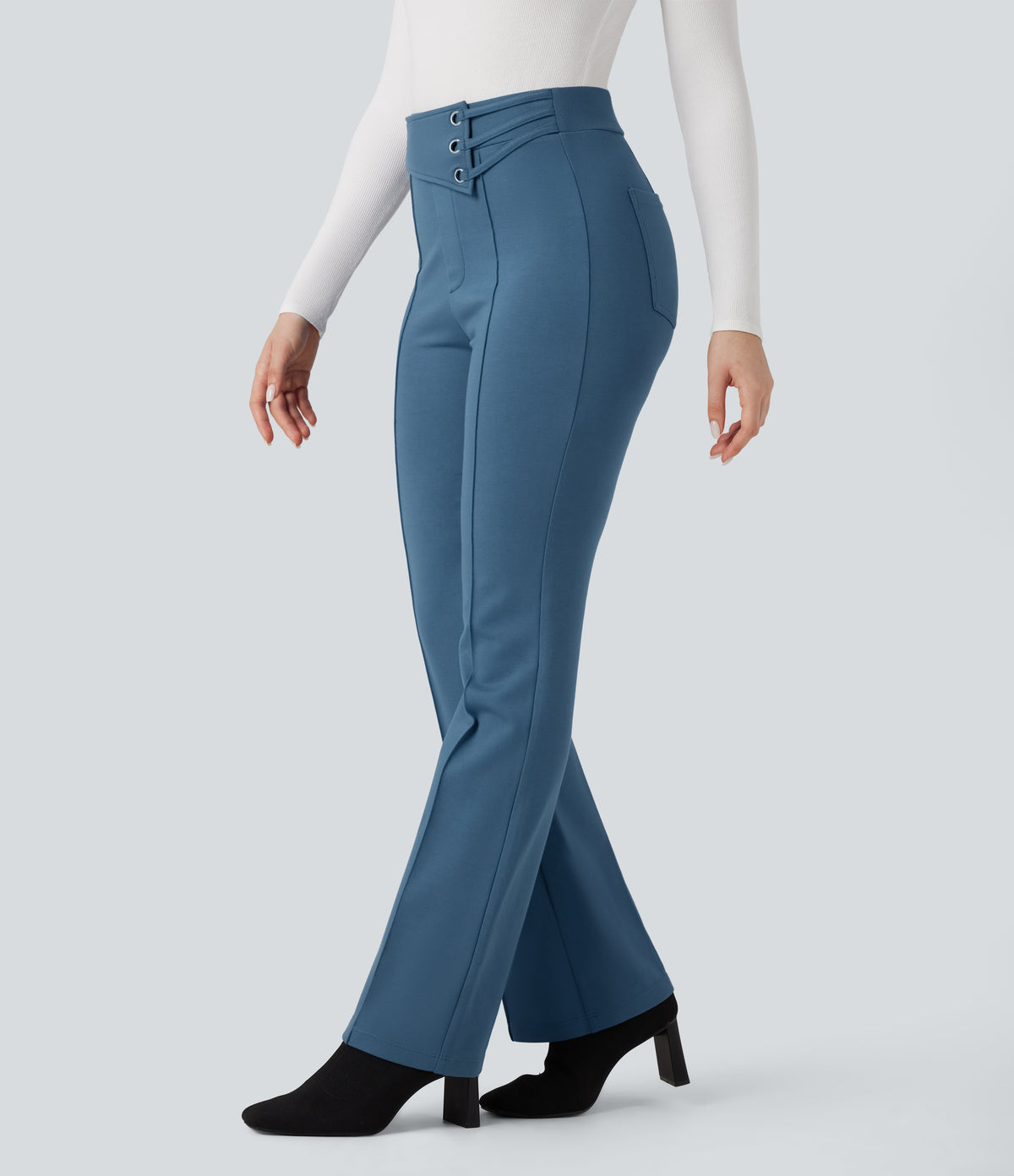 High-waisted Work Flare Trousers with Pockets — Stellar — view 3