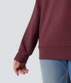 SpacerTek Cowl Neck Long Sleeve Casual Sweatshirt — Oxblood Red — view 5