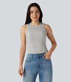 Round Neck Casual Tank Top — Fog Gray — view 4