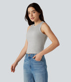 Round Neck Casual Tank Top — Fog Gray — view 3