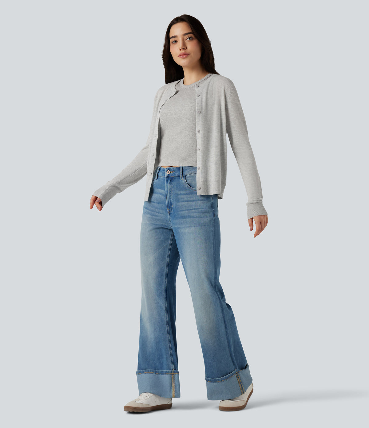 Round Neck Casual Tank Top — Fog Gray — view 5
