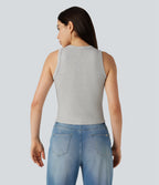 Round Neck Casual Tank Top — Fog Gray — view 2