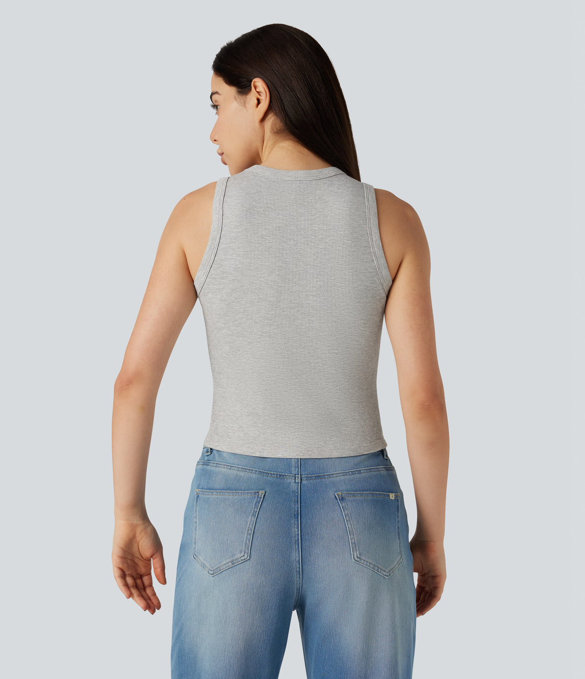 Round Neck Casual Tank Top — Fog Gray — view 2