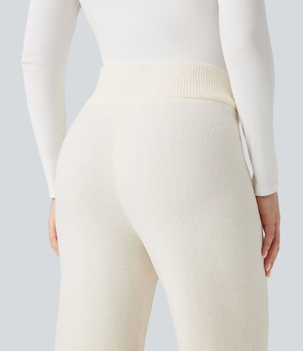 Mid Rise Baggy Lounge Jumper Trousers — White Down — view 5