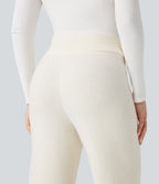 Mid Rise Baggy Lounge Jumper Trousers — White Down — view 5
