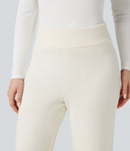 Mid Rise Baggy Lounge Jumper Trousers — White Down — view 4