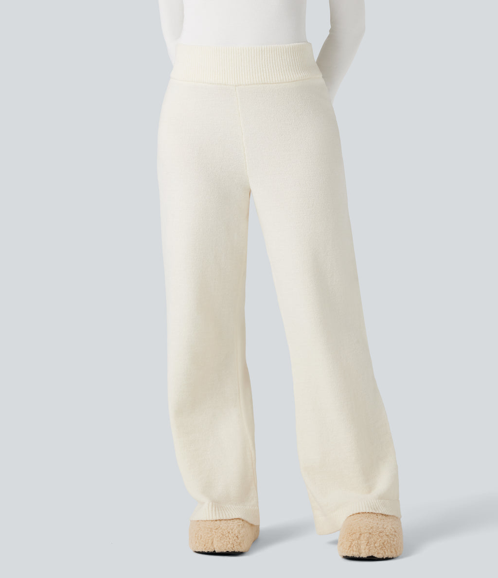 Mid Rise Baggy Lounge Jumper Trousers — White Down — view 1