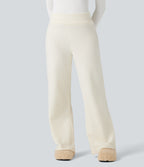 Mid Rise Baggy Lounge Jumper Trousers — White Down — view 1
