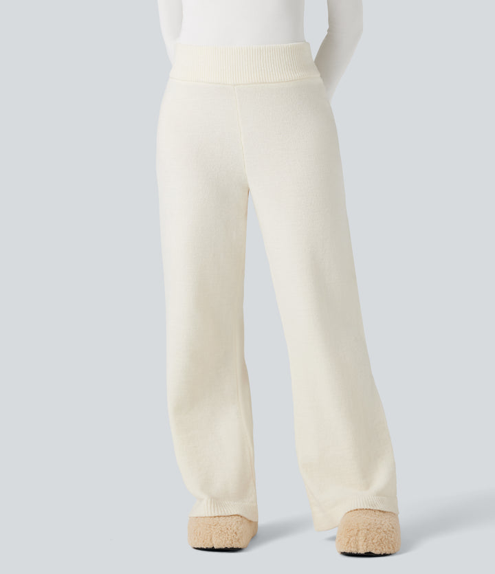 Mid Rise Baggy Lounge Jumper Trousers — White Down — view 1