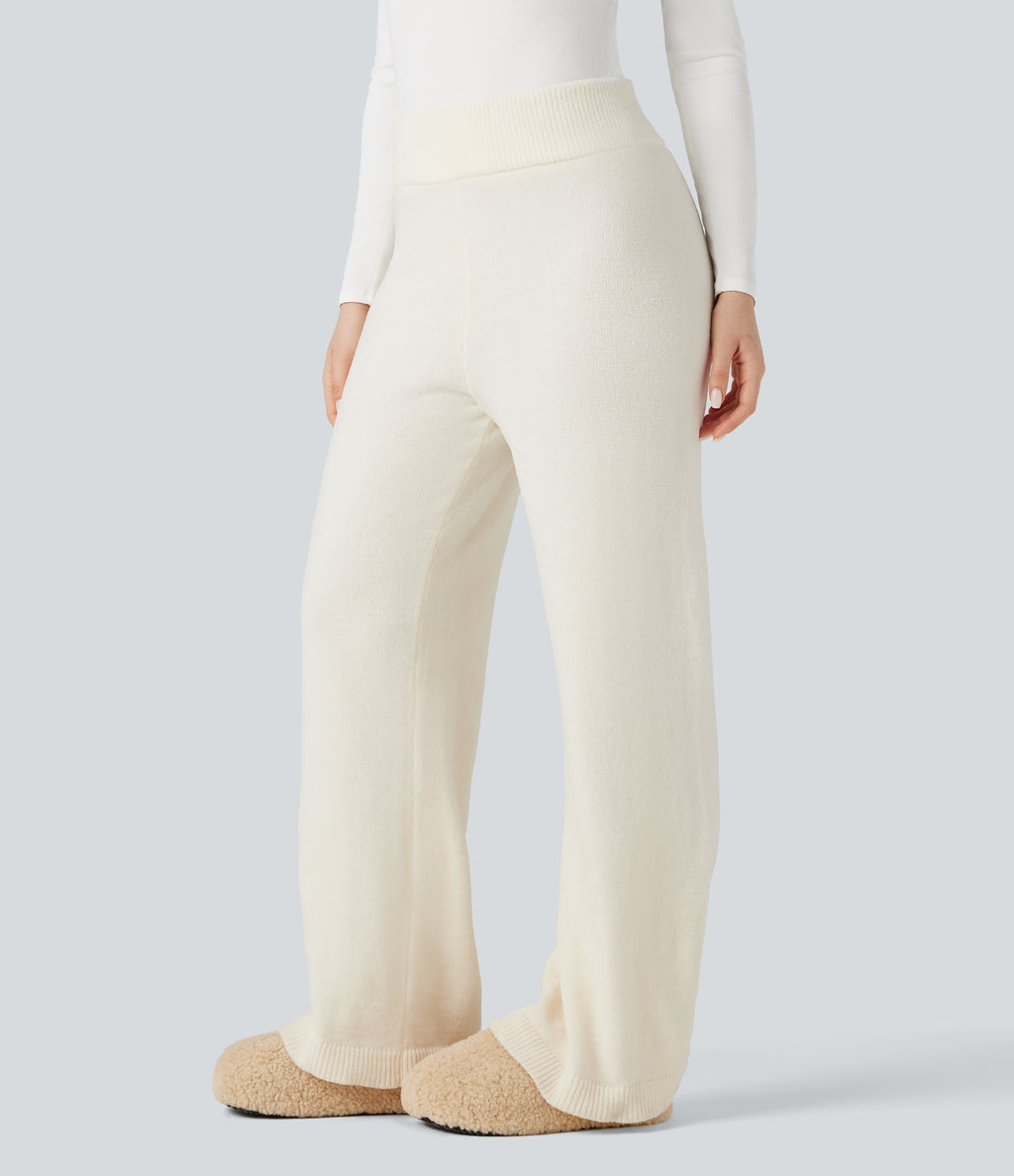 Mid Rise Baggy Lounge Jumper Trousers — White Down — view 3