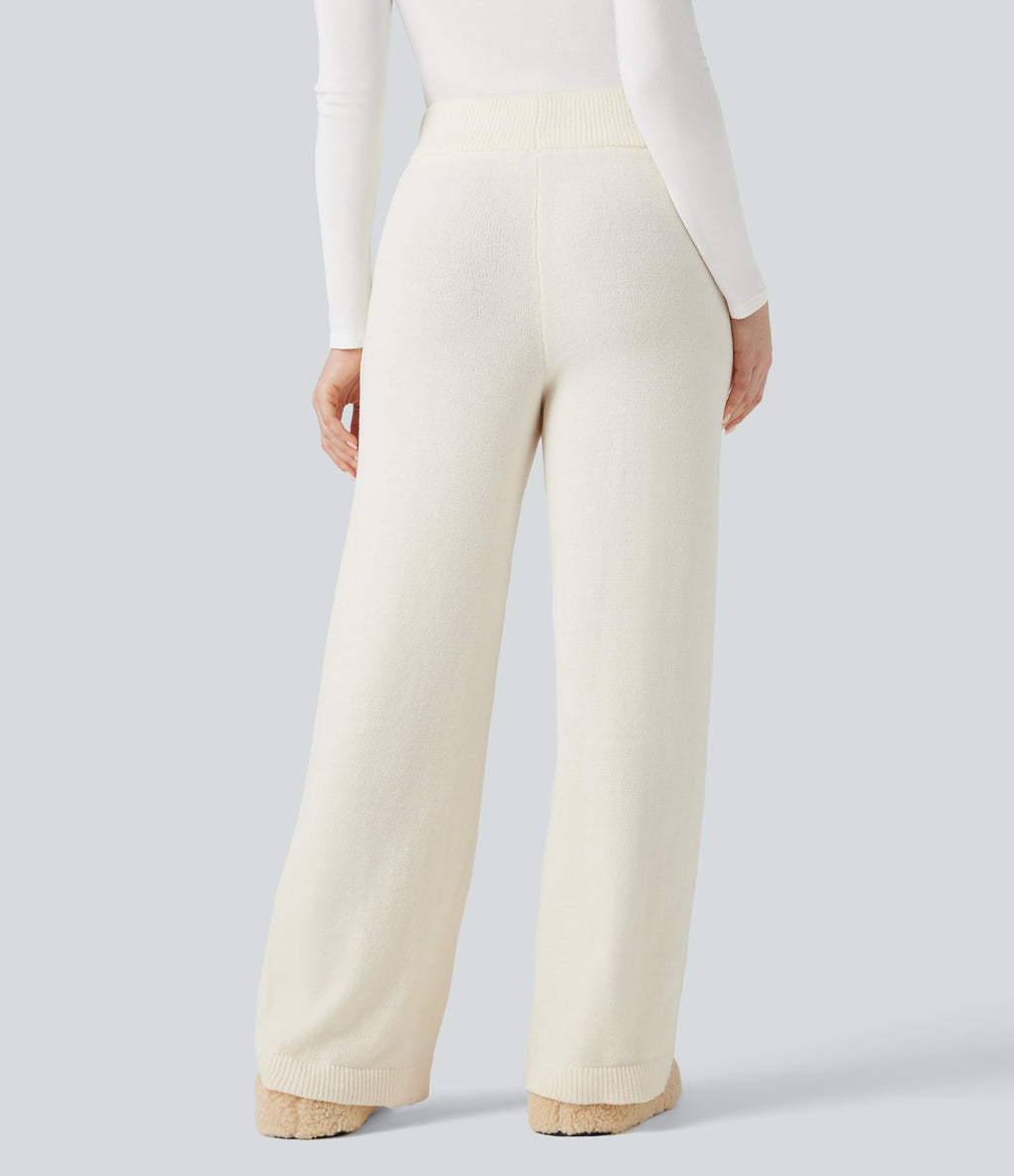 Mid Rise Baggy Lounge Jumper Trousers — White Down — view 2