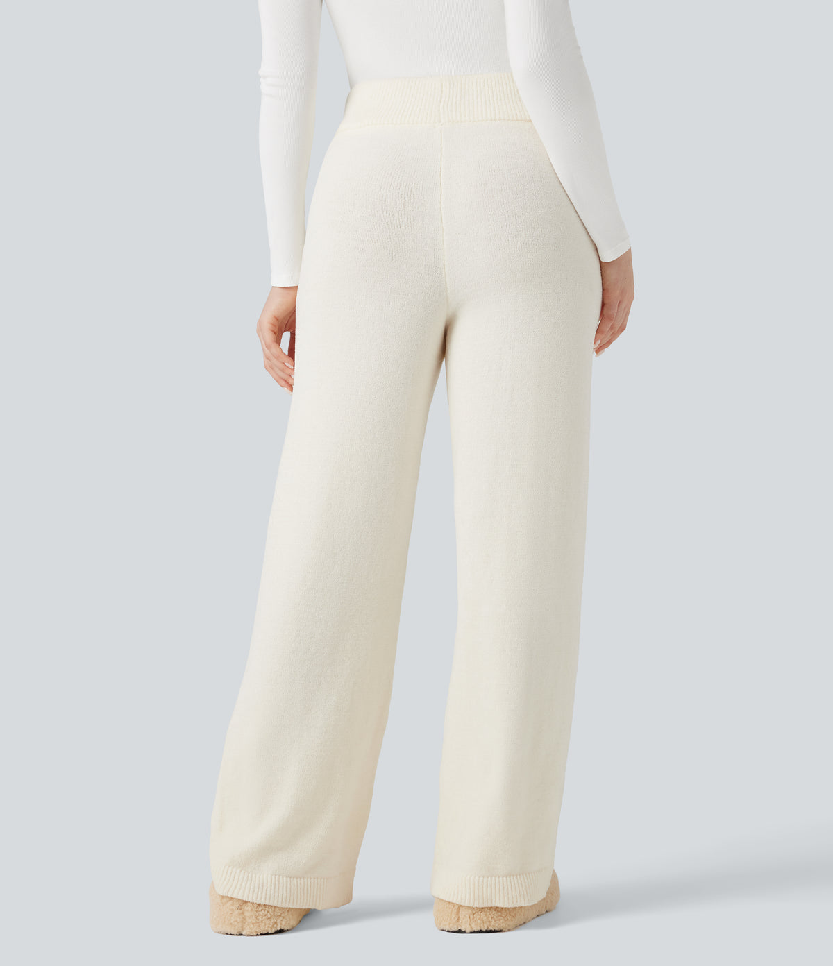 Mid Rise Baggy Lounge Jumper Trousers — White Down — view 2
