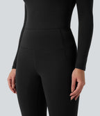 HeatCore High Waisted Casual Warming Leggings with Pockets — Black — view 5