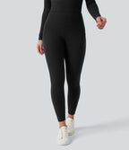 HeatCore High Waisted Casual Warming Leggings with Pockets — Black — view 2