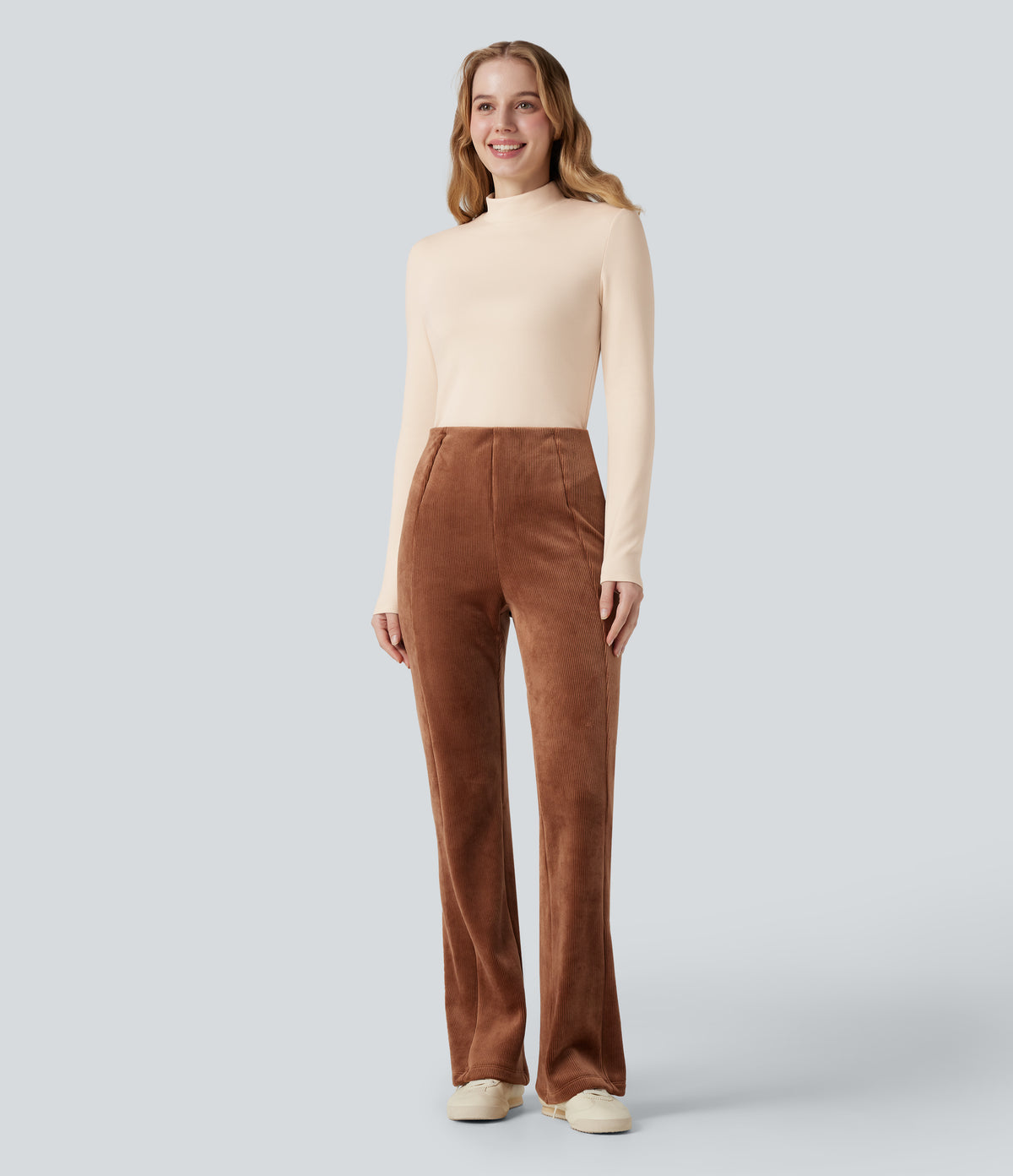 HeatCore Mock-neck Long Sleeve Casual Warming Top — Whitecap Gray — view 8