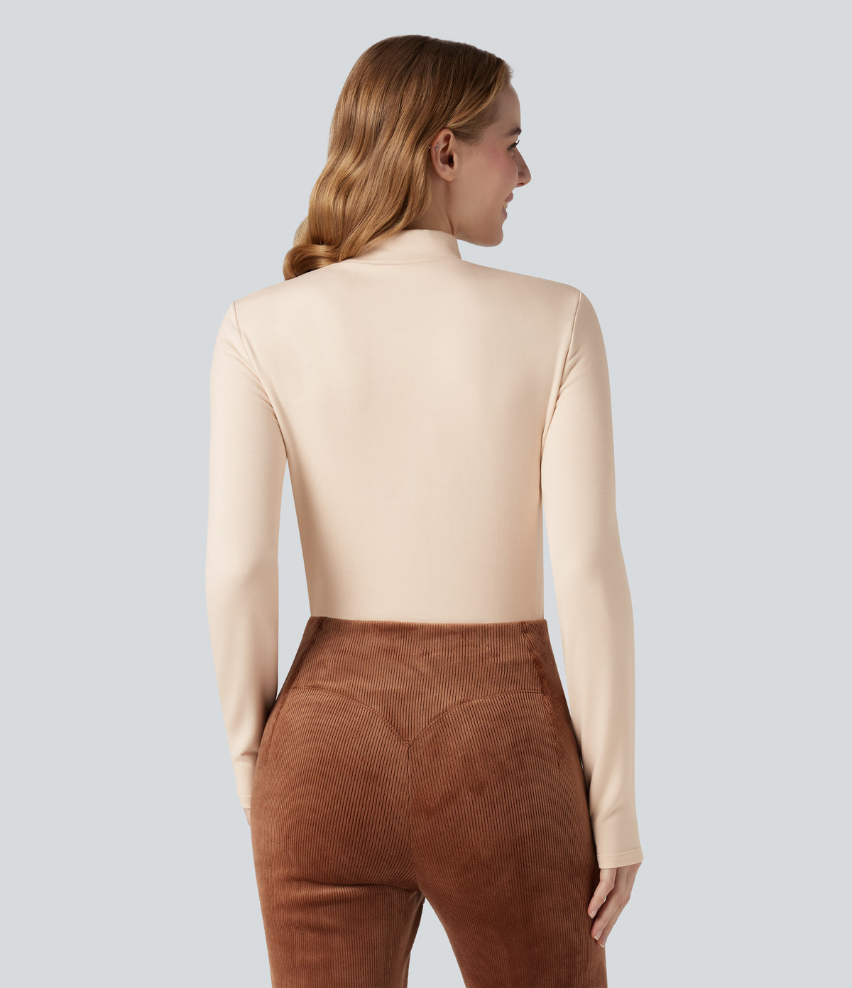 HeatCore Mock-neck Long Sleeve Casual Warming Top — Whitecap Gray — view 4