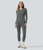 HeatCore OneForm Seamless Flow High Waisted Tummy Control Thermal Casual 7/8 Leggings — Hidden Blue Gray — view 6