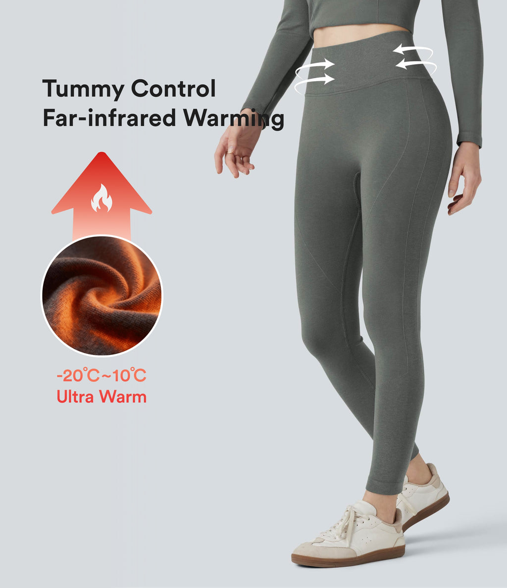 HeatCore OneForm Seamless Flow High Waisted Tummy Control Thermal Casual 7/8 Leggings — Hidden Blue Gray — view 1