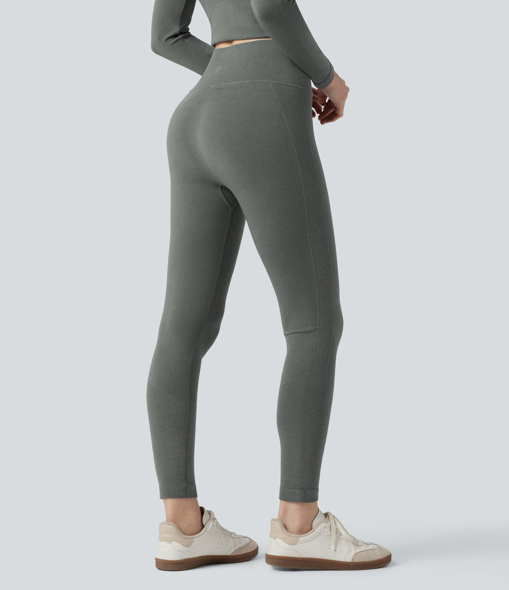 HeatCore OneForm Seamless Flow High Waisted Tummy Control Thermal Casual 7/8 Leggings — Hidden Blue Gray — view 2