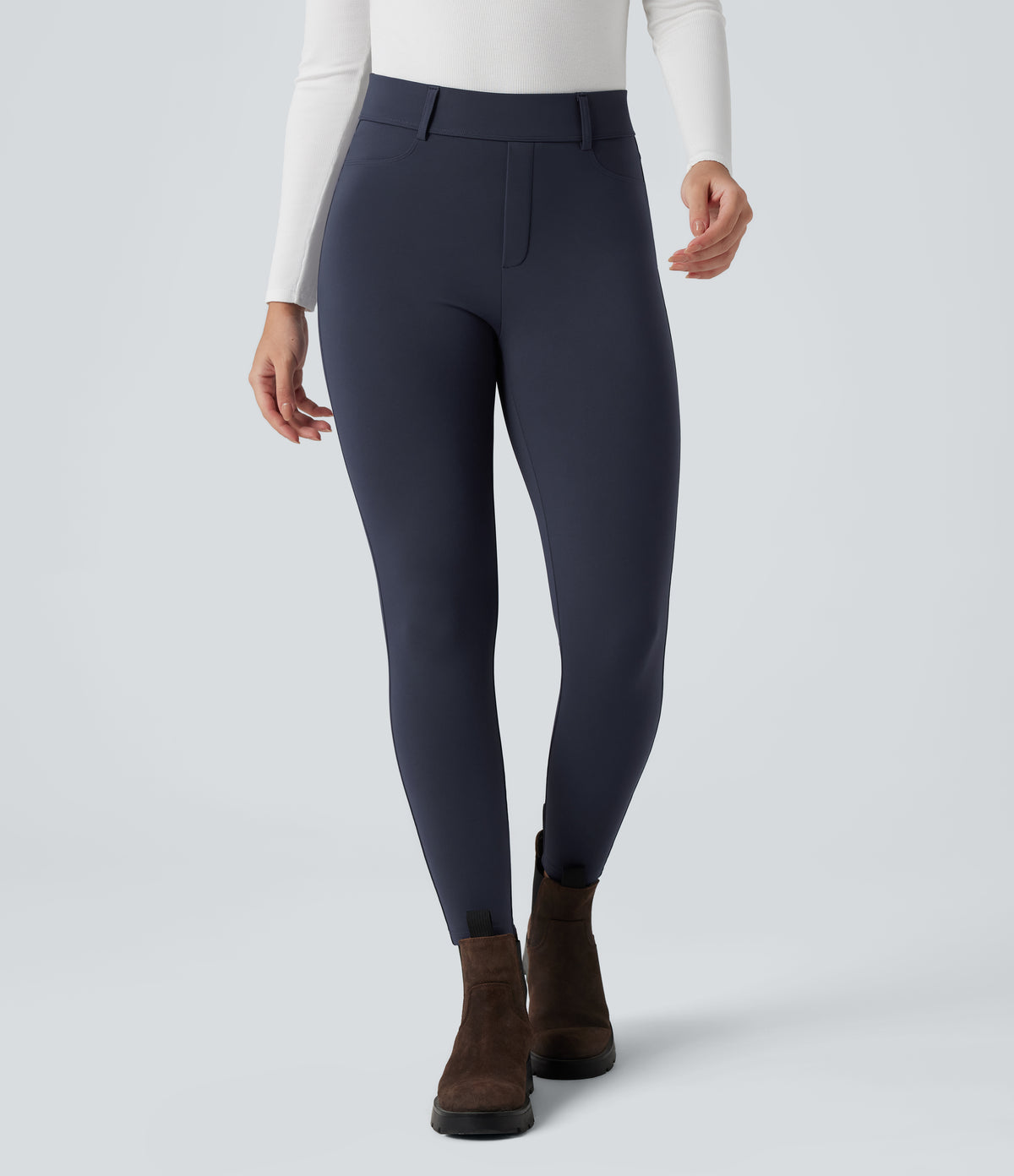 Plush Thermal High Waisted Casual 7/8 Leggings with Pockets — Overture — view 3