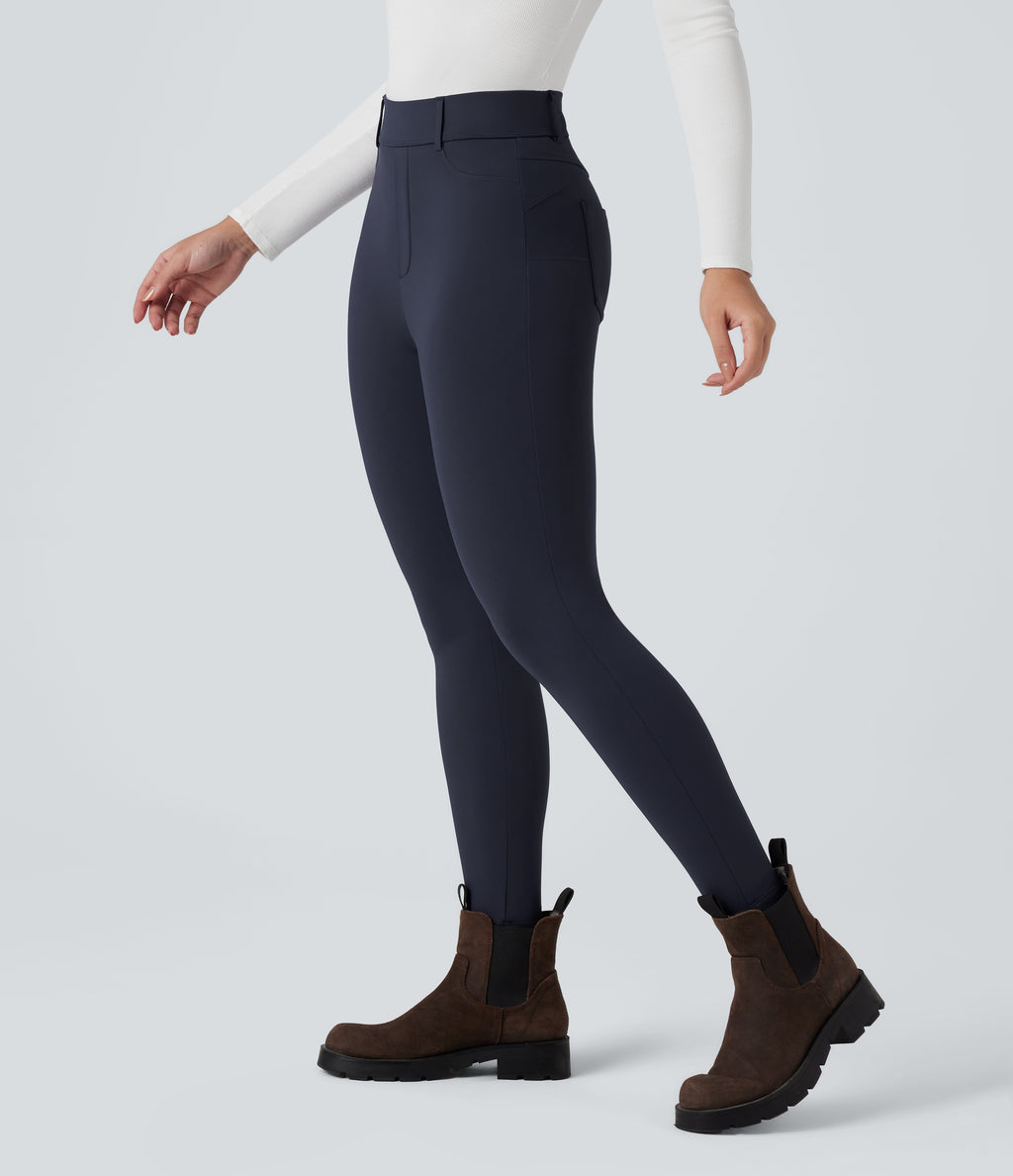 Plush Thermal High Waisted Casual 7/8 Leggings with Pockets — Overture — view 4