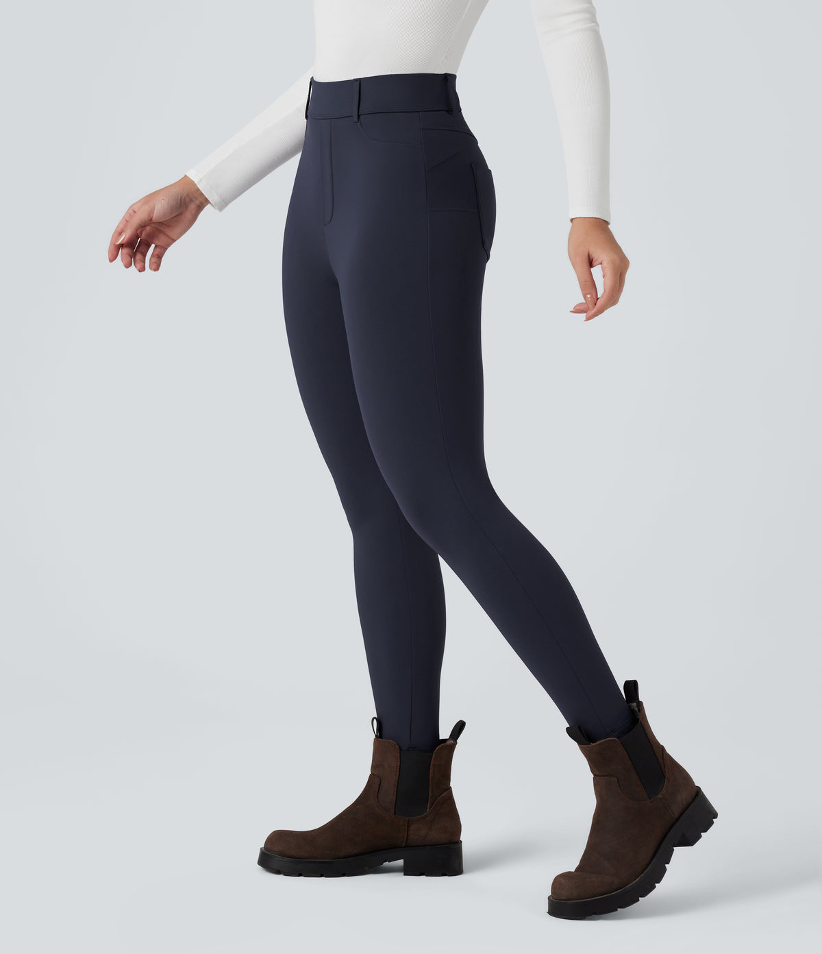 Plush Thermal High Waisted Casual 7/8 Leggings with Pockets — Overture — view 4