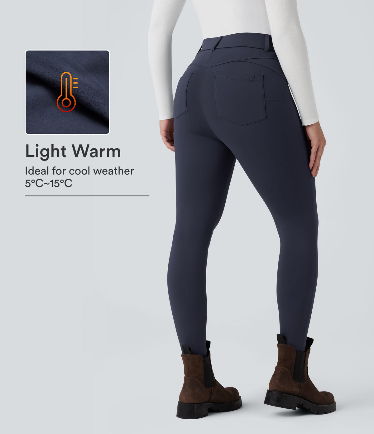 Plush Thermal High Waisted Casual 7/8 Leggings with Pockets — Overture — view 1