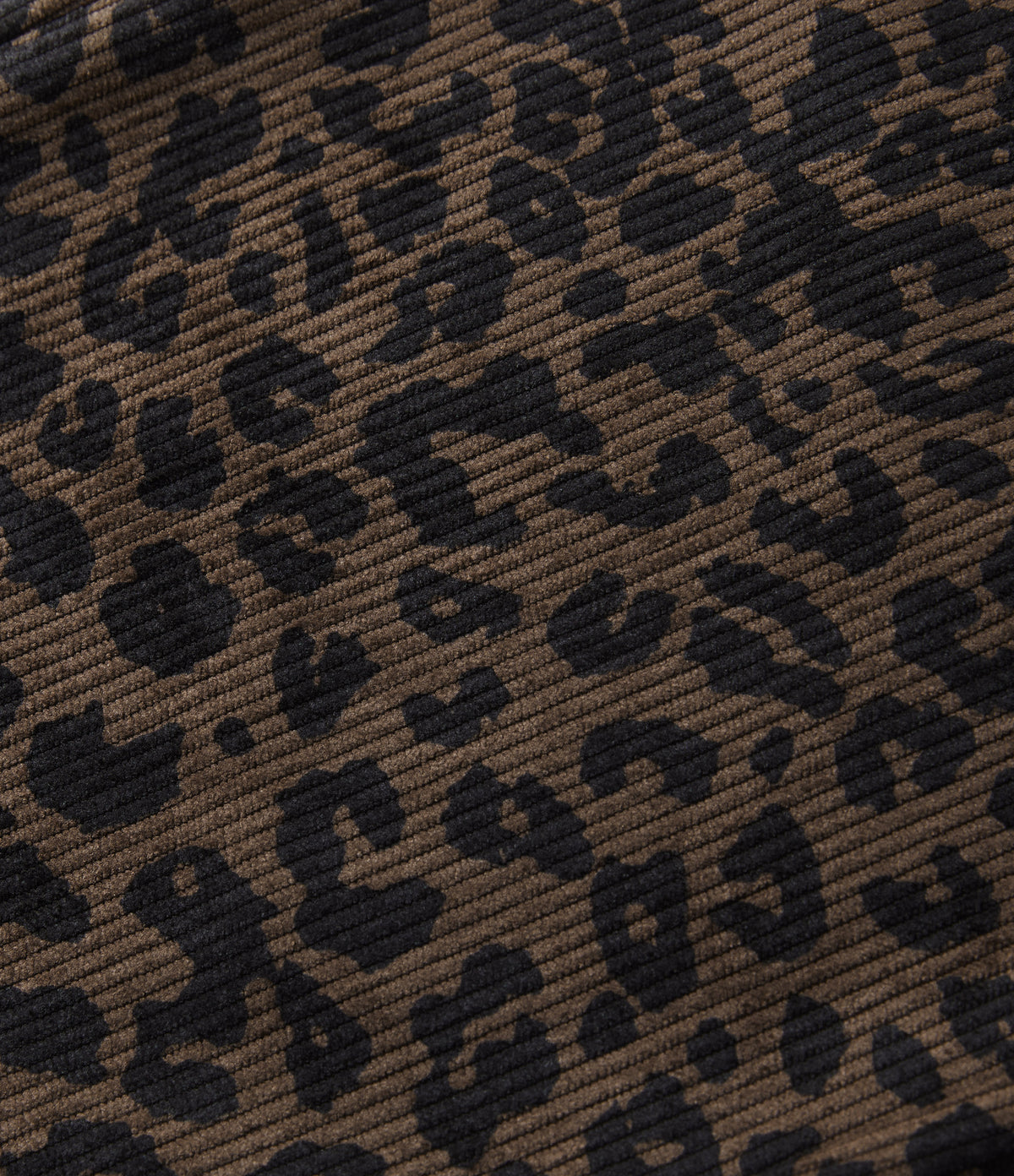 High Waisted Straight Leg Mop Leopard Print Corduroy Casual Trousers with Pockets — Amber Leopard — view 7