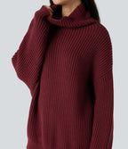 High Neck Long Sleeve Casual Jumper — Pomegranate — view 4