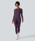 OneForm Seamless Flow Round Neck Raglan Long Sleeve Yoga Sports Top — Shadow Purple — view 6