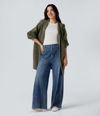 Lapel Long Sleeve Casual Cardigan with Pockets — Forest Wild Brown — view 5