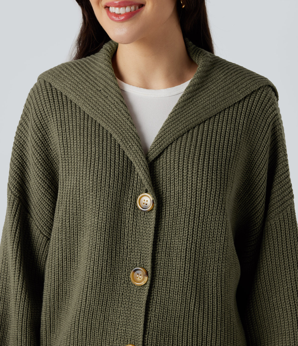 Lapel Long Sleeve Casual Cardigan with Pockets — Forest Wild Brown — view 4
