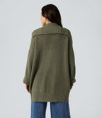 Lapel Long Sleeve Casual Cardigan with Pockets — Forest Wild Brown — view 2