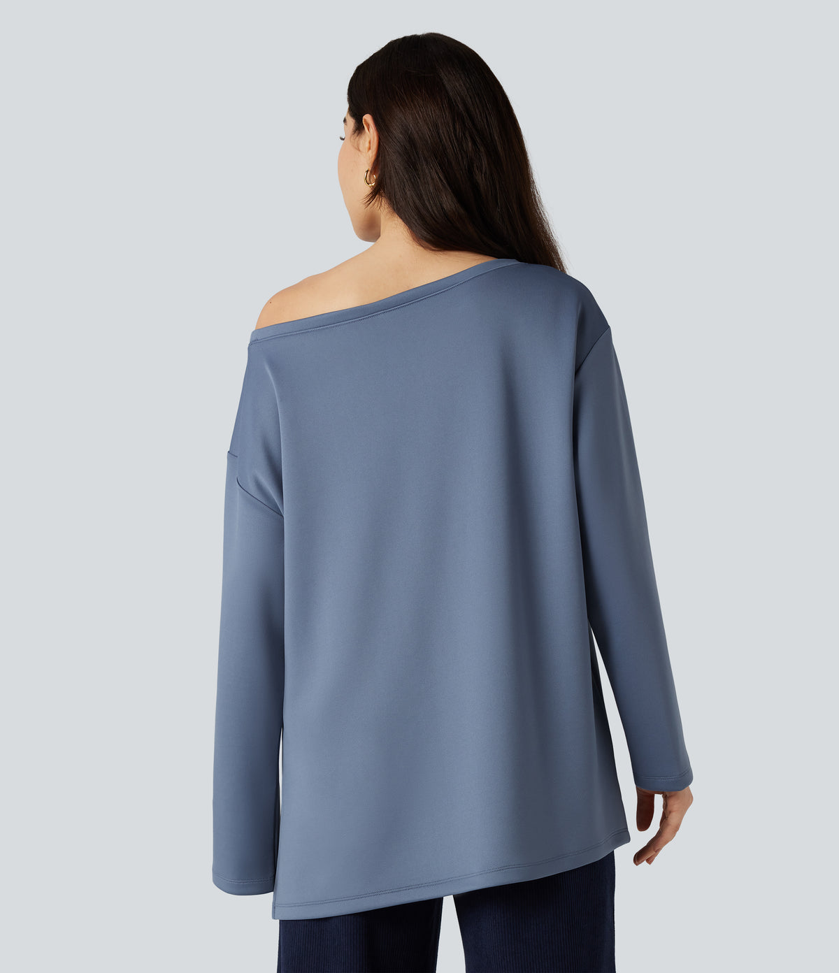 Boat Neck Long Sleeve Relaxed Casual Sweatshirt — Infinity — view 2