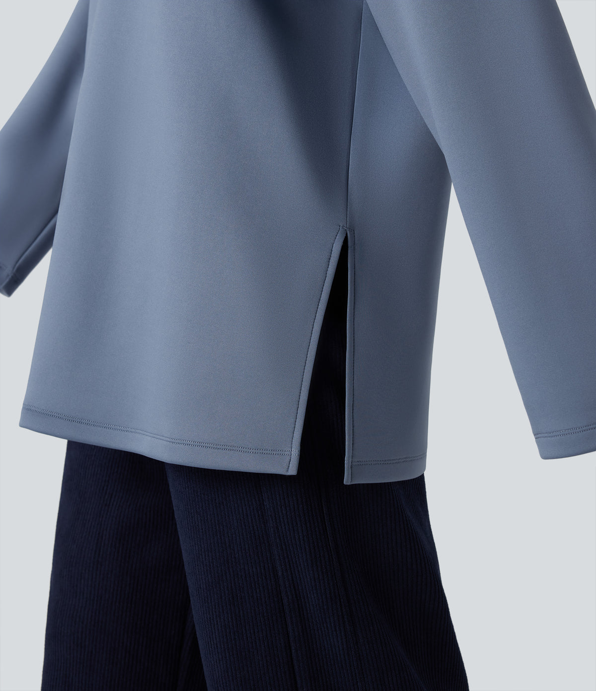 Boat Neck Long Sleeve Relaxed Casual Sweatshirt — Infinity — view 5