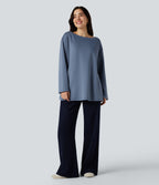 Boat Neck Long Sleeve Relaxed Casual Sweatshirt — Infinity — view 6