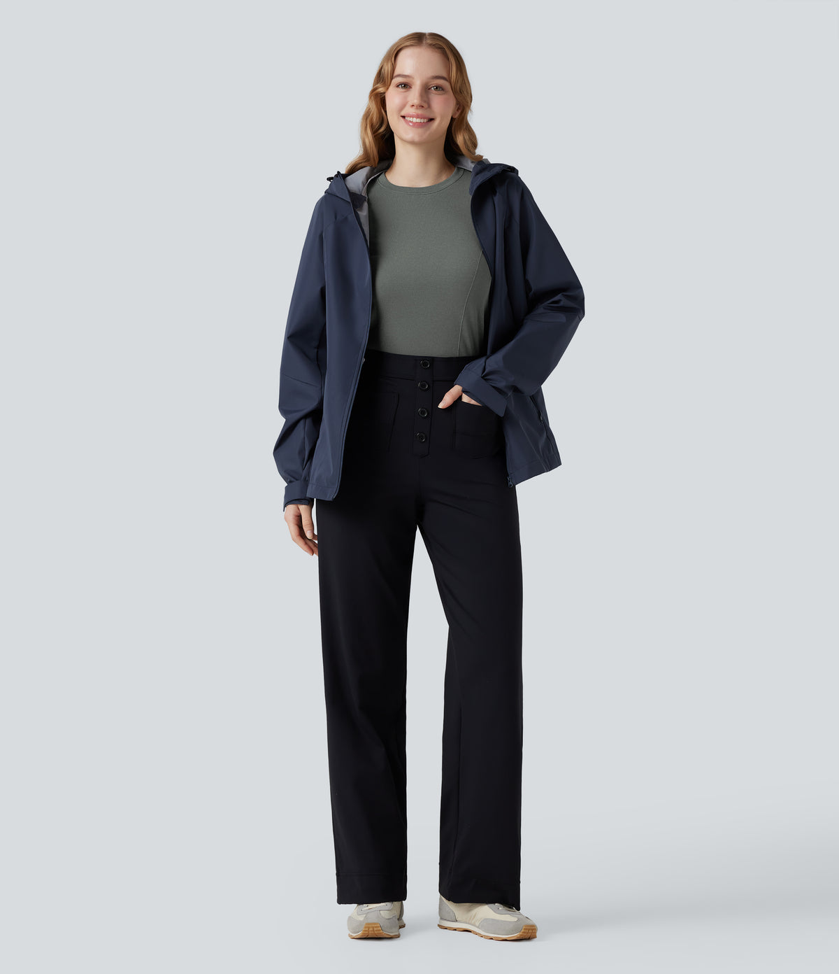 HeatCore OneForm Seamless Flow Round Neck Long Sleeve Thermal Casual Top — Hidden Blue Gray — view 7