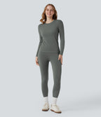 HeatCore OneForm Seamless Flow Round Neck Long Sleeve Thermal Casual Top — Hidden Blue Gray — view 6
