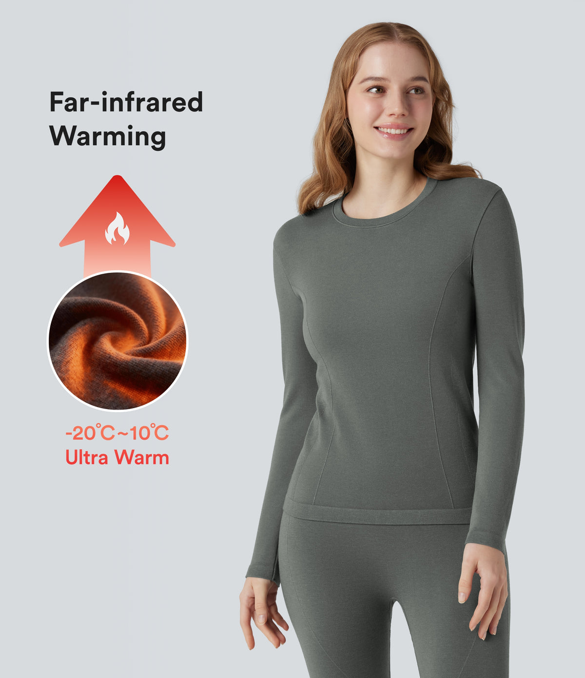 HeatCore OneForm Seamless Flow Round Neck Long Sleeve Thermal Casual Top — Hidden Blue Gray — view 1