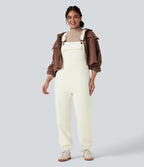 Casual Sherpa Jogger Dungarees with Pockets — Cheese White — view 7