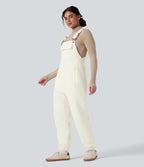 Casual Sherpa Jogger Dungarees with Pockets — Cheese White — view 3