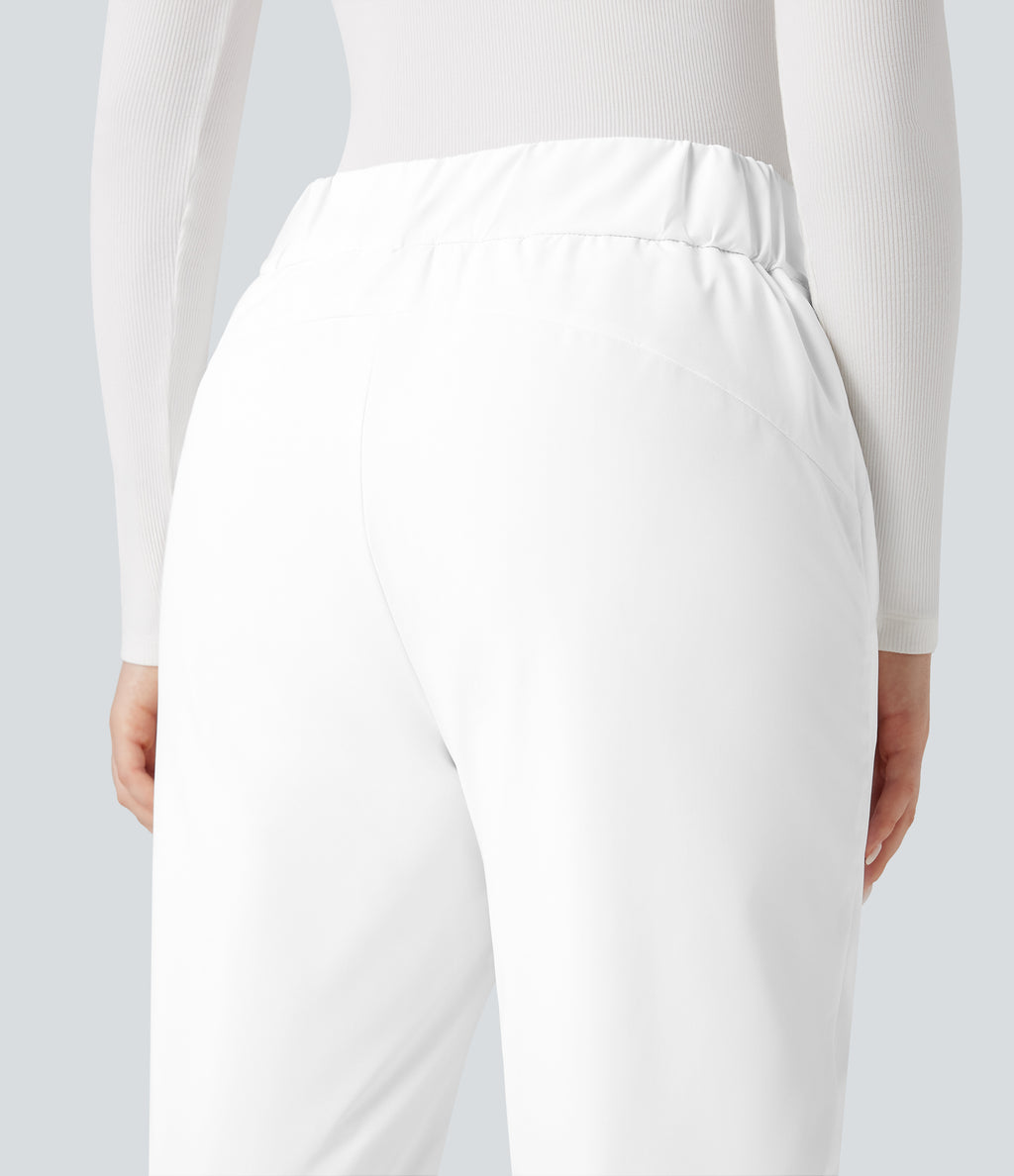 High Waisted Warming Hiking Bootcut Trousers with Pockets — Frost White — view 6