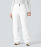 High Waisted Warming Hiking Bootcut Trousers with Pockets — Frost White — view 3