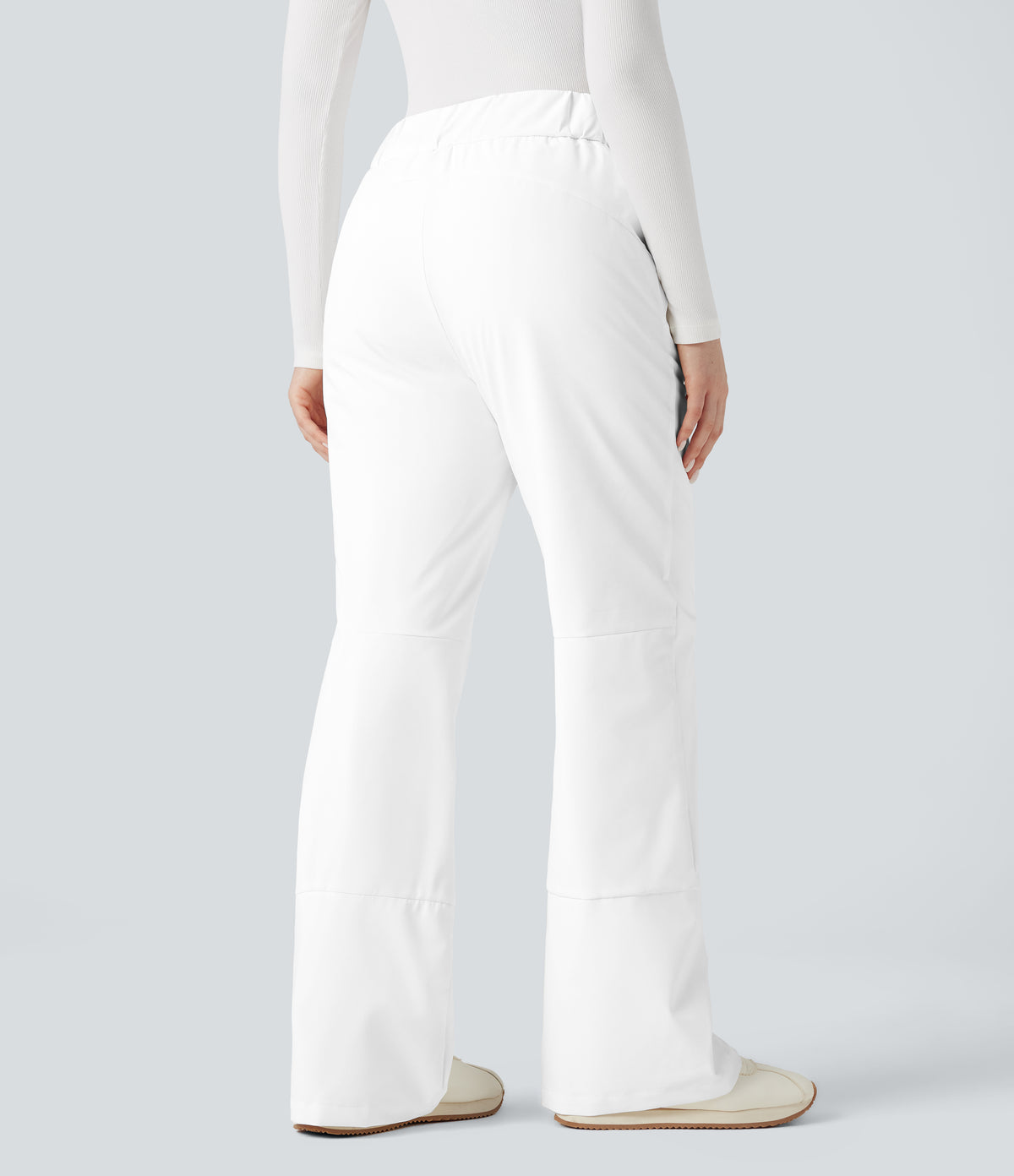 High Waisted Warming Hiking Bootcut Trousers with Pockets — Frost White — view 2