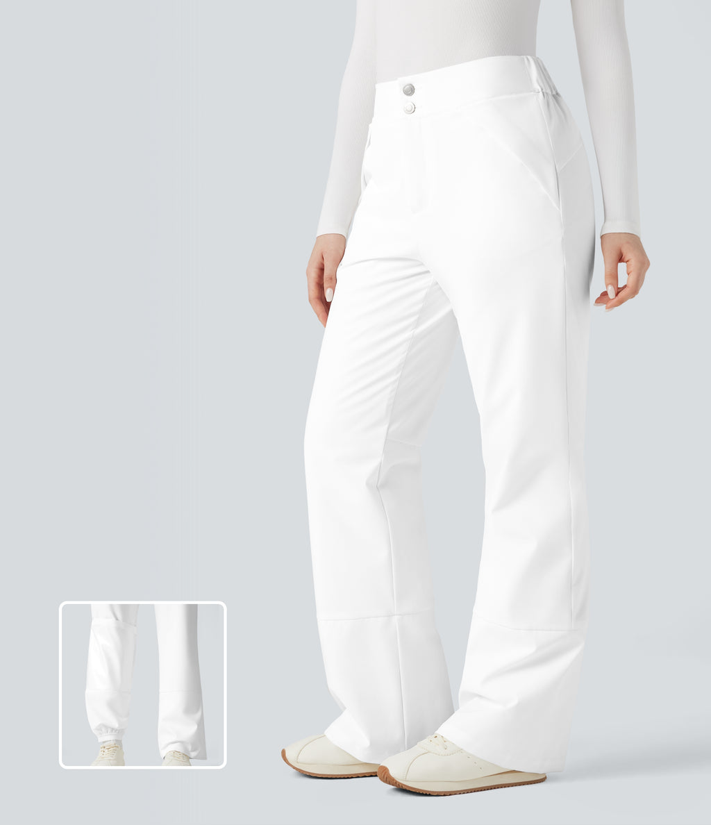 High Waisted Warming Hiking Bootcut Trousers with Pockets — Frost White — view 1